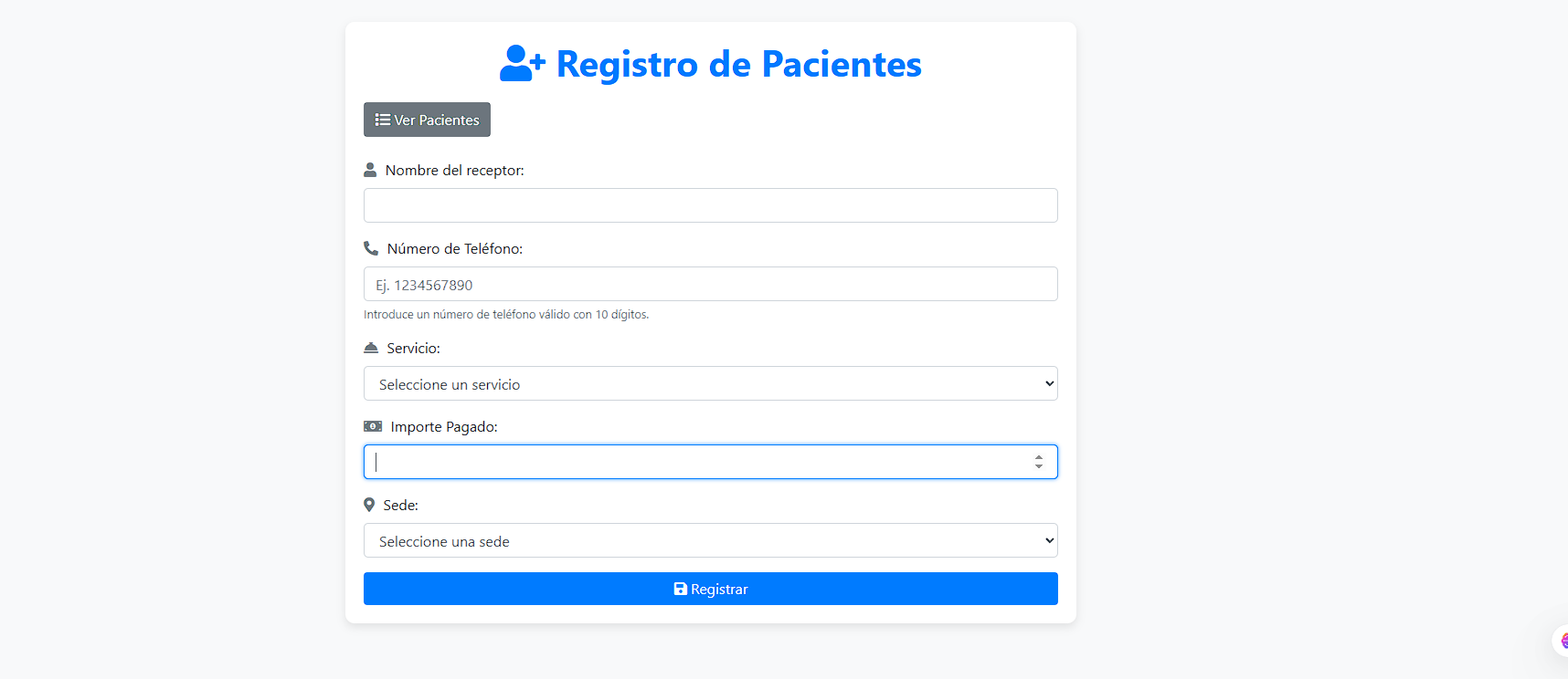 Sistema de registro de pacientes